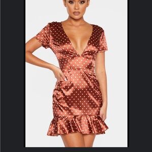 Elegant terracotta Polka Dot Dress